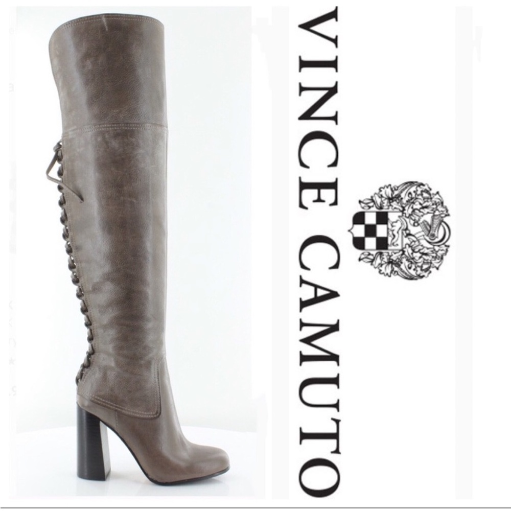 Vince Camuto Tolla leather over the knee lace up back with side zipper size 6.5